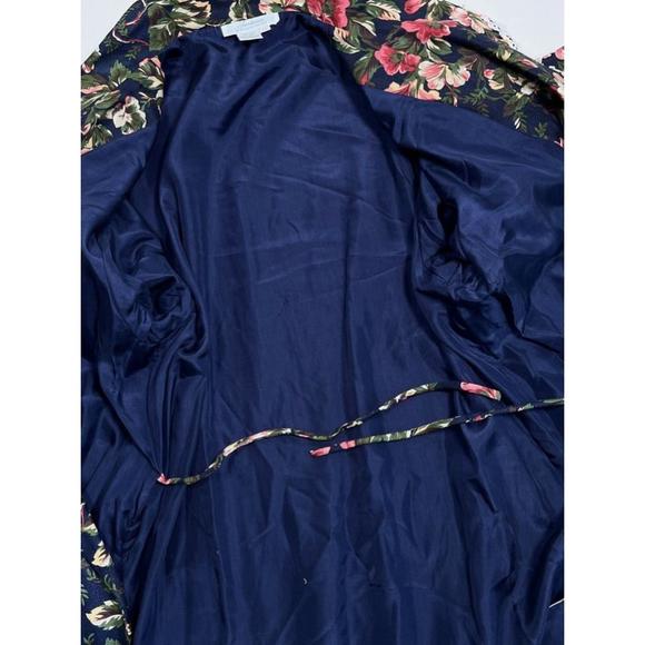 NEW VTG! Women's Fantasies by Morgan Taylor Floral Silk Wool Robe M Blue Pink - Picture 7 of 9